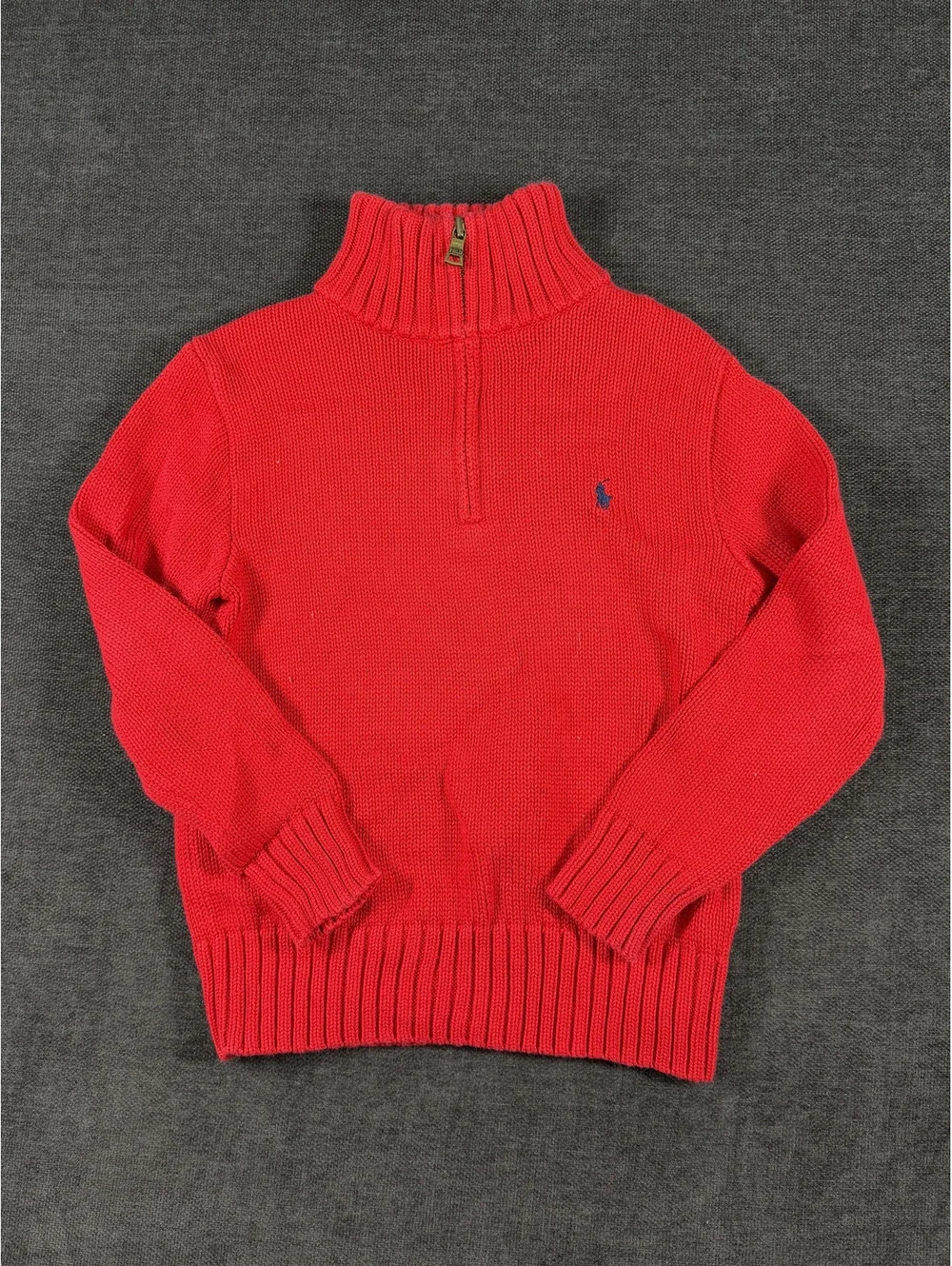 Polo Ralph Lauren Red Cotton Half-Zip Sweater Size 6